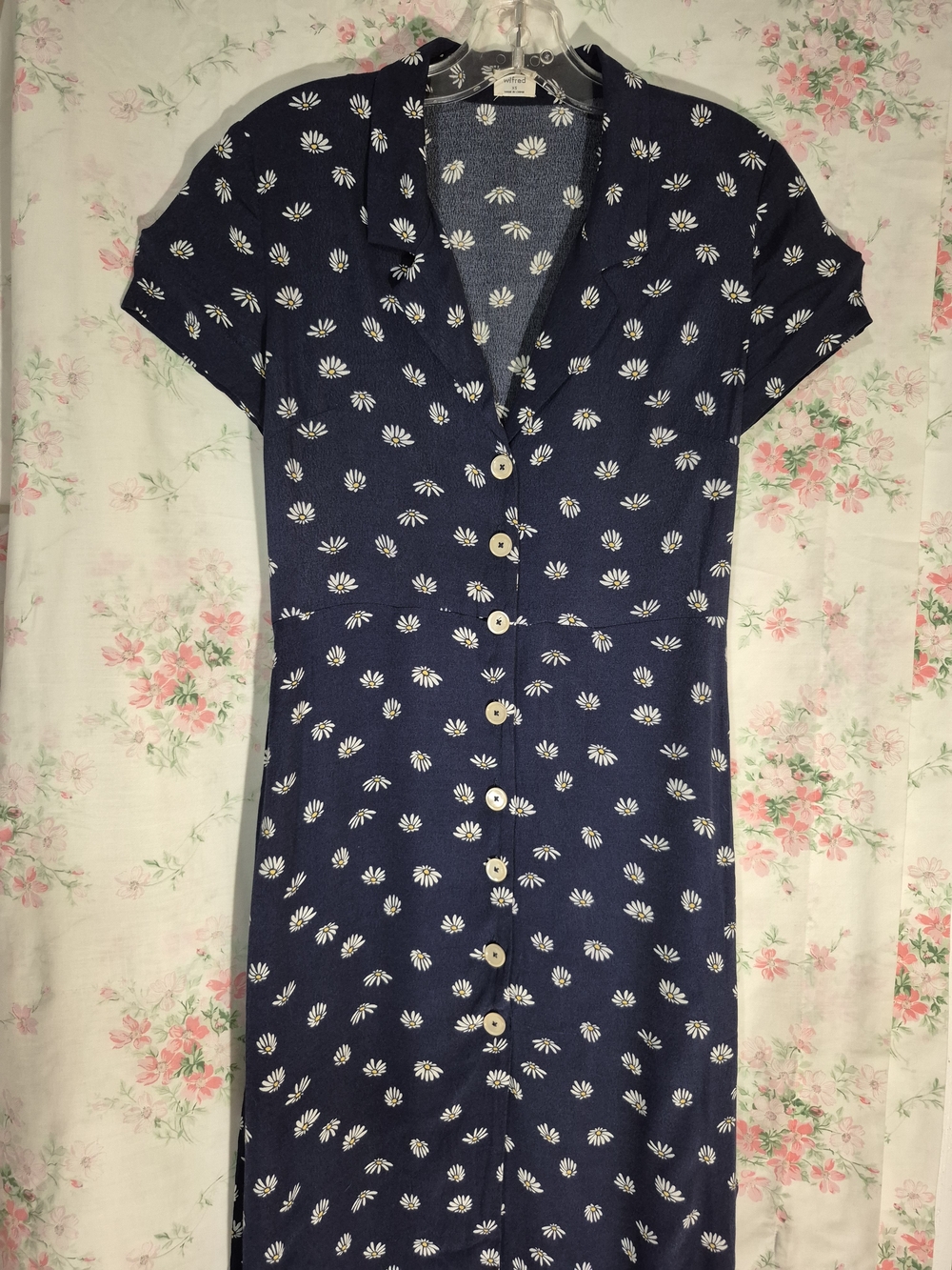 Wilfred Navy Daisy-Print Button Front Dress